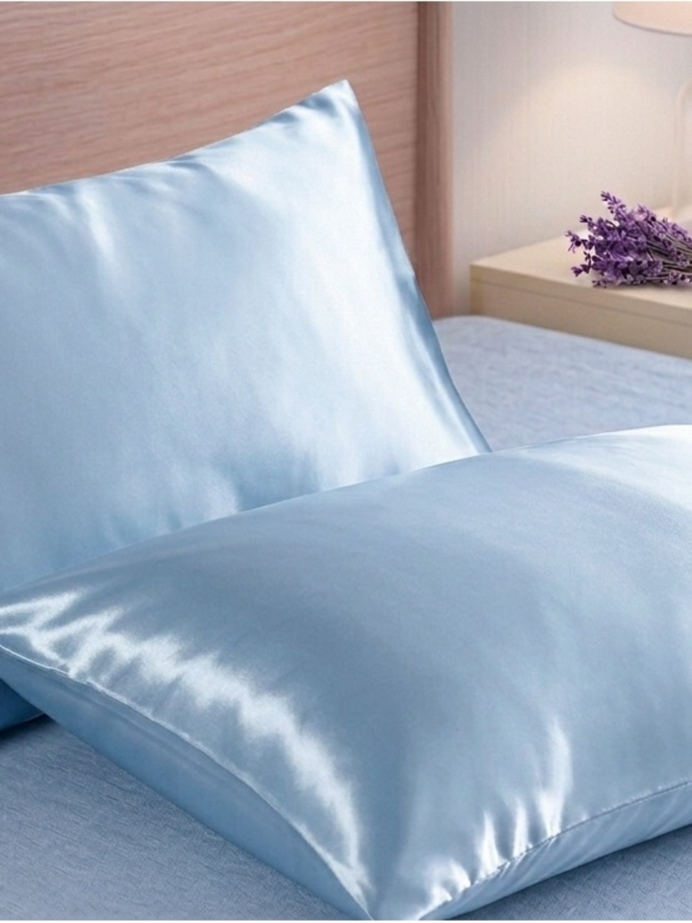King Size Satin Pillowcase - Light Blue - 1 pair